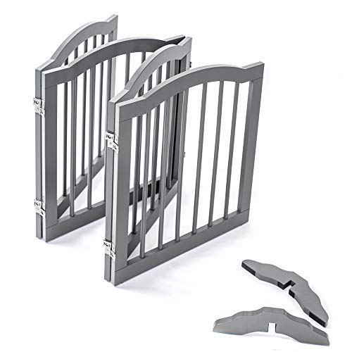 unipaws Freestanding Dog Gate with 2pcs Support Feet, Foldable Pet Gate