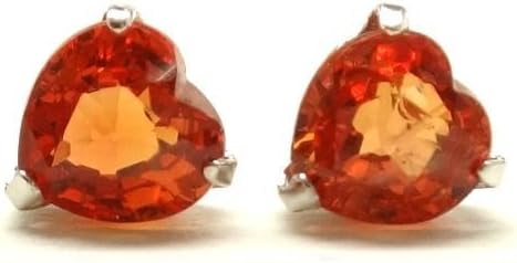 Amazon 希少カラー K10wg レッドオレンジサファイア 4mm ハート ピアス ピアス 通販