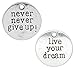 JGFinds Inspirational Message Charms (Live Your Dream, Never Give Up) Silver Tone, 60 Pack