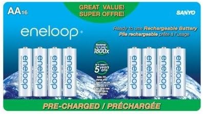 16 Panasonic (was Sanyo) Eneloop 2000 AA Batteries with Free Eveready Key Chain Light