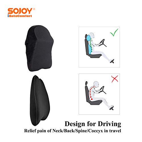 Sojoy Patented Universal Ergonomic Streamlining Car Seat/Cushion Lumbar and Neck Support (17x13x6)