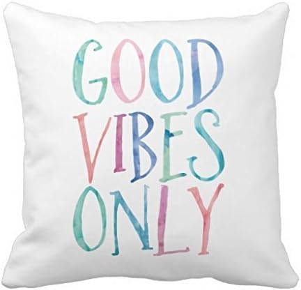 Good Vibes Only Colorful Watercolor Typography Throw 18*18 pillow Case