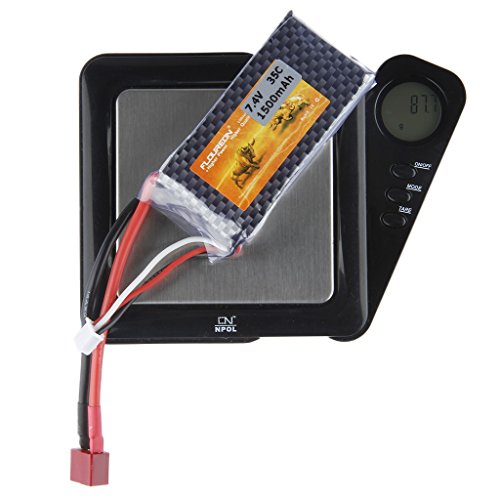 FLOUREON 2S Lipo Battery 7.4v Lipo jst, RC Lipo Batteries 35C 1500mah li-ion Battery with T Plug for WLtoys Rc Cars a959, Truck, Truggy, Buggy, Traxxas, Helicopter, Drone, Redcat Racing (2 Packs)