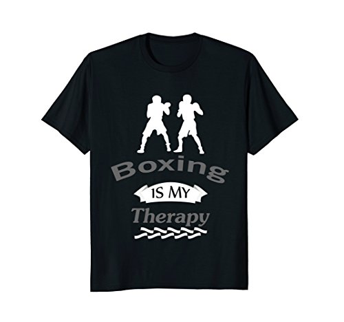Mens Boxing Is My Therapy T-Shirt Large Black