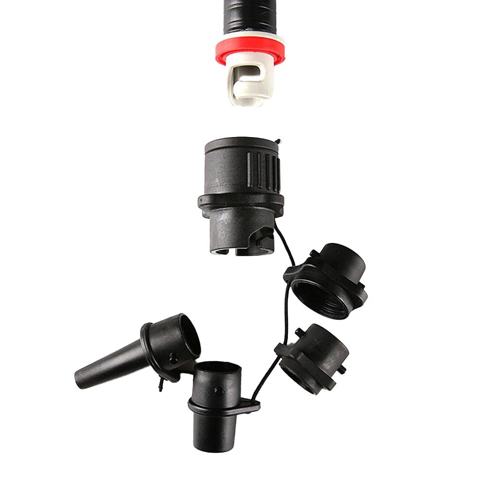 Yolluu Inflatable Boat Pump Adaptor, With 4 Nozzles, Multifunctional Leak-proof Air Valve Adapter Valve Adaptor Accessories for Inflatable Boat, Stand Up Paddle Board, Inflatable Bed, Etc