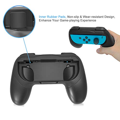 Lammcou Joy Con Grip for Nintendo Switch, Comfort Handle Case for Switch Joy-Cons Controller - Black ( 2-pack)