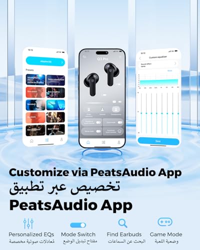 SoundPEATS Q3 Pro Bluetooth Earphones with 38dB ANC, 13mm Drivers with Powerful Bass Wireless Earbuds, BT 6.0 Earbuds Noise Cancellation, 42H, 4 Mics AI ENC Call, IP55, Fast Charge, App Customize EQ