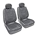 Motor Trend Premium Leatherette Car Seat Covers - Charcoal Gray PU Leather w/ Comfort Grip Steering Wheel Cover