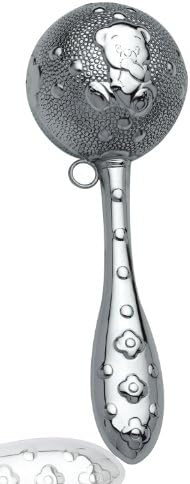 Sterling Silver Ball with Teddy Bear Rattle
