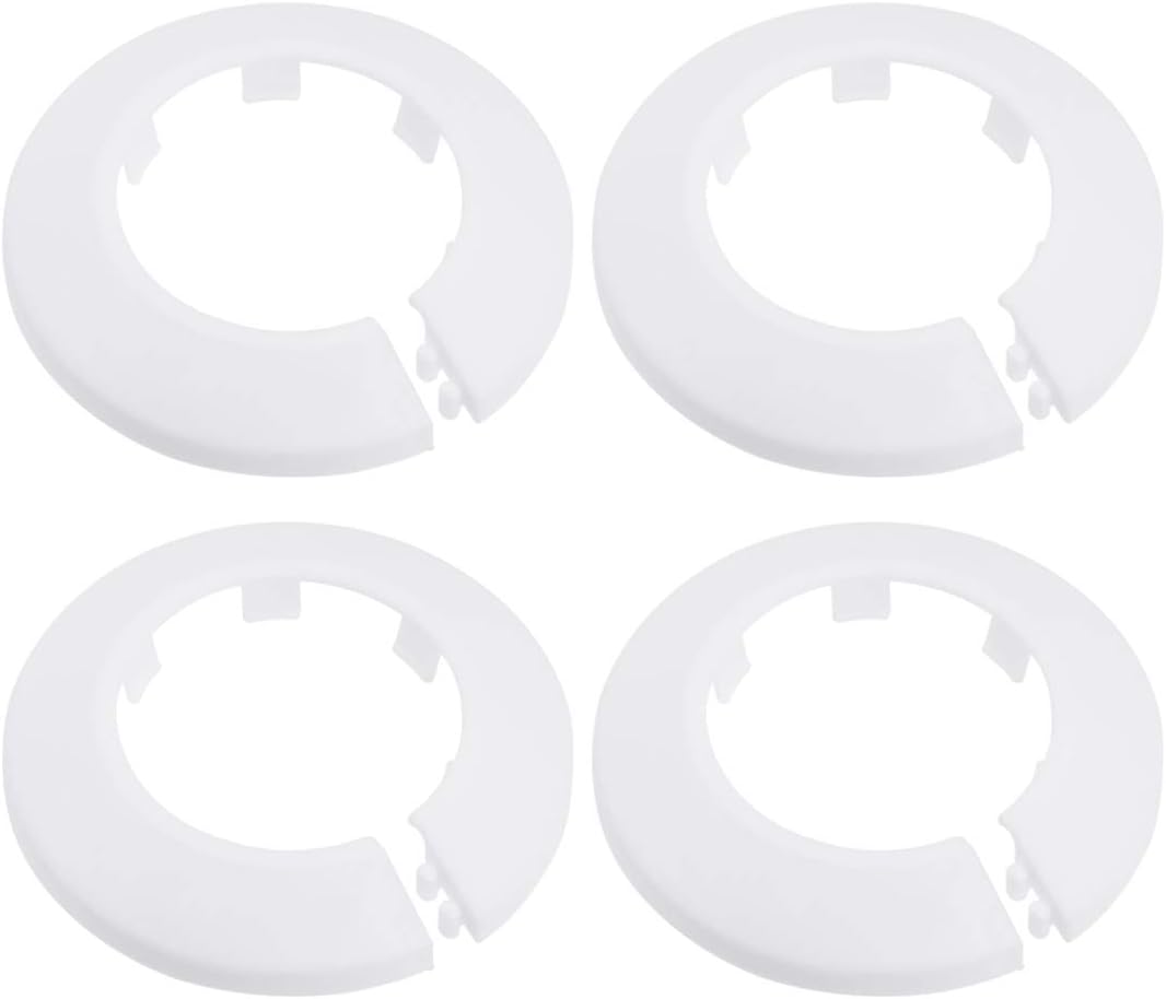 sourcing map 43-44mm Pipe Cover Decoration PP Plastic Water Pipe Escutcheon White 4pcs, 44 mm