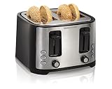 Hamilton Beach 4-Slice Extra-Wide Slot Toaster with Defrost and Bagel Functions, Shade Selector, Toast Boost, Auto-Shutoff and Cancel Button, Black (24633)