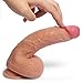 Anfei Double Layered Dildo, Hyper Realistic Dual Layer Liquid Silicone Penis with Suction Cup, 9 Inch, 16.33 Ounce