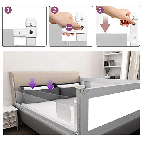 SURPCOS Bed Rails for Toddlers - 60" 70" 80" Extra Long Baby Bed Rail Guard for Kids Twin, Double, Full Size Queen & King Mattress (Gray) (1Side: 76''(L) X30''(H))