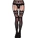 Suspender Pantyhose, Fascigirl 3 Pack Black Lace Garter Sexy Fishnet Tights Thigh High Stockings for Women（Random Delivery）