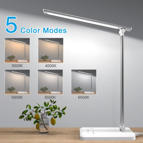 Desk Lamp Led USB-Port Adjustable - 5 Brightness Levels & 5 Lighting Modes Touch Control Bright Desk Light for Reading | Office Working | Study