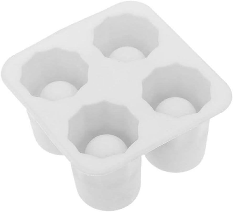 Petilleur 4 Cup Shape Silicone Ice Cube Mold Shooters Shot Glass Ice Mould Summer Party Bar Beer Ice Drink Accessories Ice Cube Tray Tools (White)