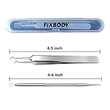 Blackhead & Splinter Remover Tools - Stainless Steel Professional Easily Cure Pimples Whiteheads Comedones Acne Zit Ingrown Hairs and Facial Impurities Bend Head Tweezer Surgical Kit by FIXBODY