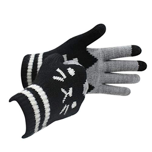 Women Men Winter Touch Screen Gloves Cat Warm Knit Texting Gloves Touchscreen Mittens - Thumbnail 2