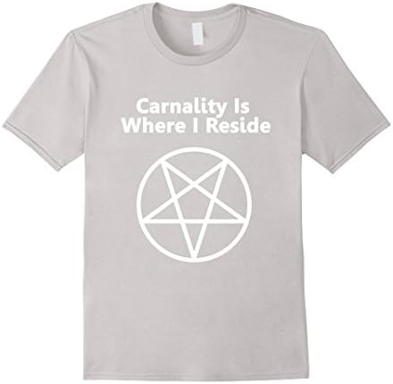Mens Pentagram "Carnality..Where I Reside" Tee | Satanic Clothing XL Silver