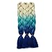 Synthetic Yaki Straight Ombre Jumbo Braiding Hair Extensions High Temperature Fiber Crochet Braids Hairstyles (Blonde Dark Light Blue)