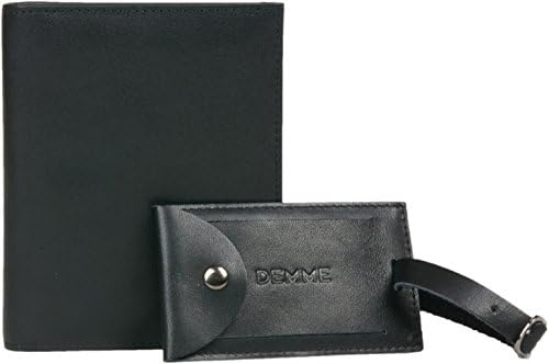 Genuine Leather RFID Blocking Wallet Holder for Men &amp; Women ~ Holds Your Passport, Credit Cards &amp; IDs, Helps Prevent Electronic Theft, With Bonus Leather Luggage Tag, Black by Demme Brands