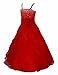 FEESHOW Kids Big Girls Rhinestone Ruffle Flower Dress Bridesmaid Party Wedding Gown Red 10