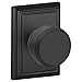 Schlage F10-BWE-ADD Bowery Passage Door Knob Set with Decorative Addison Rose fr, Matte Black