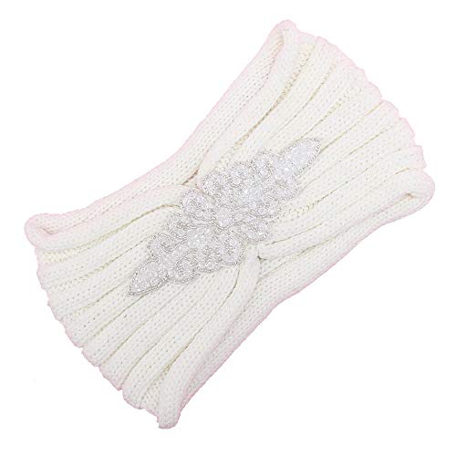Women Knitted Headband Ear Warmer Stretchy Headwrap Head Wrap Hair Band Turban for Cold Whether by BCDshop (White 3)