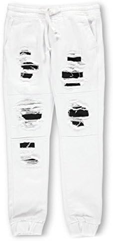Kroix Big Boys' "Twill-Backed" Jogger Pants - white/black, 14-16
