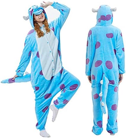 Unisex Adult Animal Pajamas-Sulley Onesie Halloween Animal Sullivan Costume Winter Sleeping Wear Cosplay Costume M