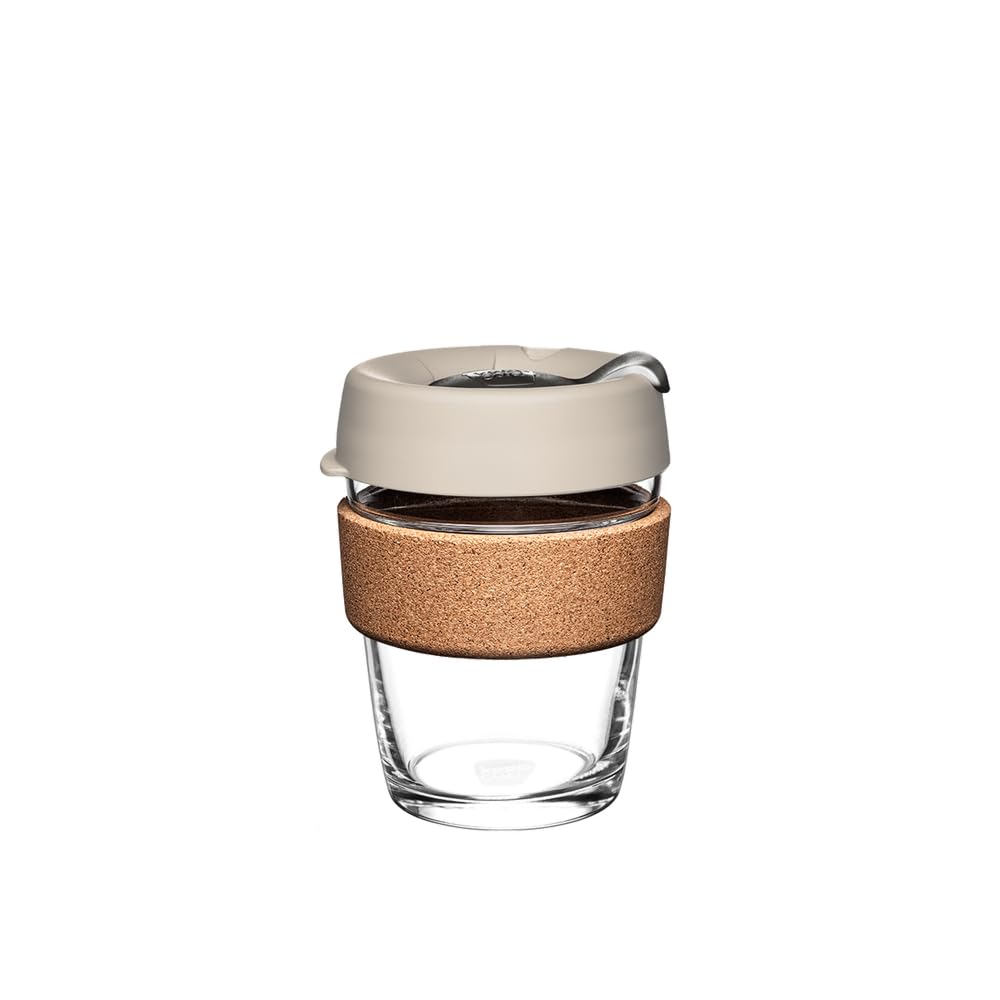KeepCup Reusable Tempered Glass Coffee Cup | Travel Mug with Splash Proof Lid, Brew Cork Band, Lightweight, BPA Free | Medium | 12oz / 340ml | Filter