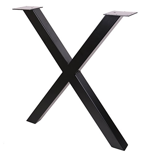 ECLV 28" Dining Table Legs, X-shaped Steel table legs, Office Table Legs,Computer Desk Legs,Industrial kitchen table legs,Set of 2,Black - Thumbnail 3
