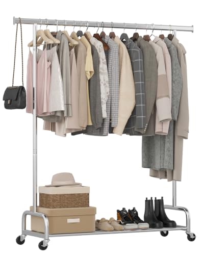 Heavy Duty Clothing Rack with Wheels Rolling