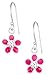 Hypoallergenic Sterling Silver Crystal Pink Daisy Flower Dangle Earrings for Kids (Nickel Free)