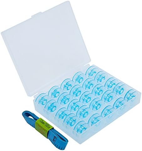 HEYZLASS (Pack of 25) 9033P Bobbin for Pfaff Sewing Machine with 150cm Tape Measure