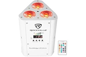 Rockville RockWedge LED 54W RGBWA+UV Rechargeable Wireless DMX Par Light, Battery-Powered, Remote Included, 16.7M Colors, Perfect for DJs and Event Lighting