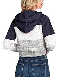 DOUBLJU Casual Crop Hoodie Long Sleeve Zip Up