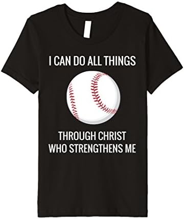 Kids I Can Do All Things Baseball Tshirt 12 Black