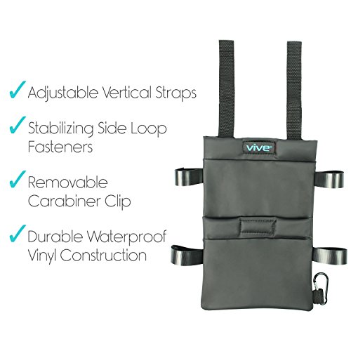 Vive Crutch Pouch Bag with Foam Hand Grip Pads - Tote for Broken Leg