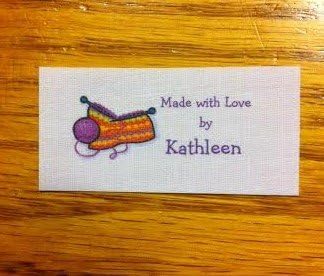 40 Custom fabric flat sew on labels with knitting graphic IN COLOR INK-MADE IN USA
