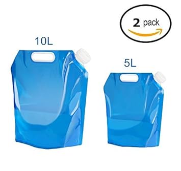 ariel-gxr 2 x Wasserkanister faltbar Tragbar Faltbarer Trinkwasser [5L + 10L] Wasserbehälter Wassertank für Wandern Camping P