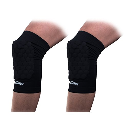 COOLOMG 2PCS Child Adult Pad Crashproof Antislip Basketball Leg Knee Short Sleeve Black M