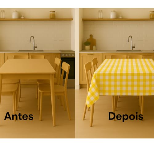 Toalha de Mesa Xadrez Retangular Ideal para Casa Apartamento Airbnb 1m x 1,50 (AMARELO)