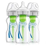 Dr. Brown's Options+ Wide-Neck Glass Baby Bottles, 9 Ounce, 3 Count