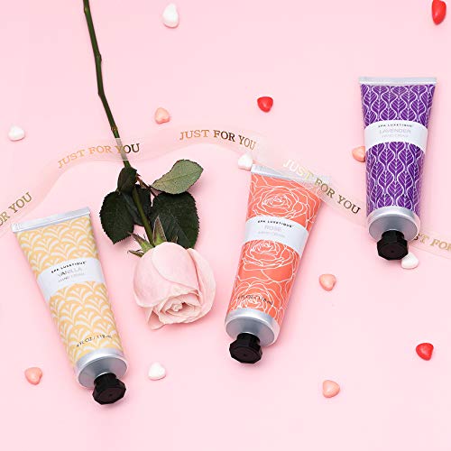 Hand Cream Gift Set, Spa Luxetique Hand Lotion Gift Set for Women, Rose Lavender and Vanilla Scent, 4oz x 3pcs