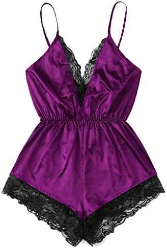 Fashion Sissy Women Sexy Lingerie Girl V-Neck Lace Splice Bodysuit Patchwork Strap Nightwear Chemise Nightgown Slip Sleepwear