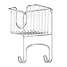 mDesign Wall Mount Metal Ironing Board Holder with Small Storage Basket - Holds Iron, Board, Spray Bottles, Starch, Fabric Refresher for Laundry Rooms - Chrome
