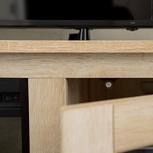 Walker Edison Rustic Wood and Glass Fireplace TV Stand for TV's up to