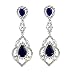 SELOVO Silver Tone Sapphire Color Navy Blue Cubic Zirconia Drop Earrings Jewelry