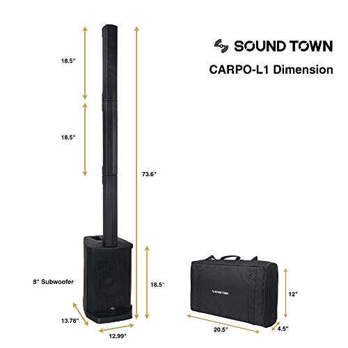 Sound Town Portable Line Array Column PA/DJ System with Sub Bass Module